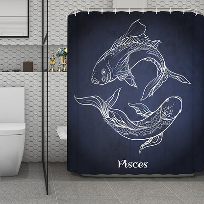 Astrology Pisces Sign Print Polyester Shower Curtain