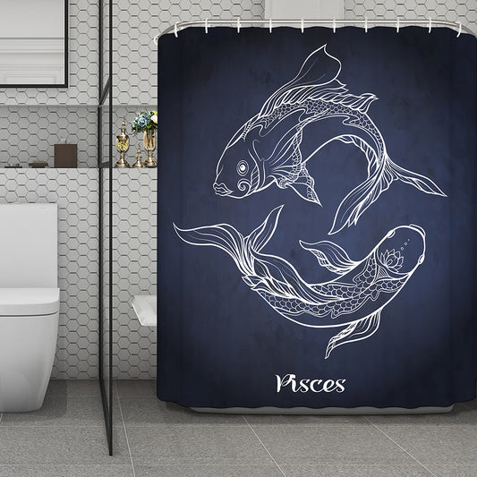 Astrology Pisces Sign Print Polyester Shower Curtain