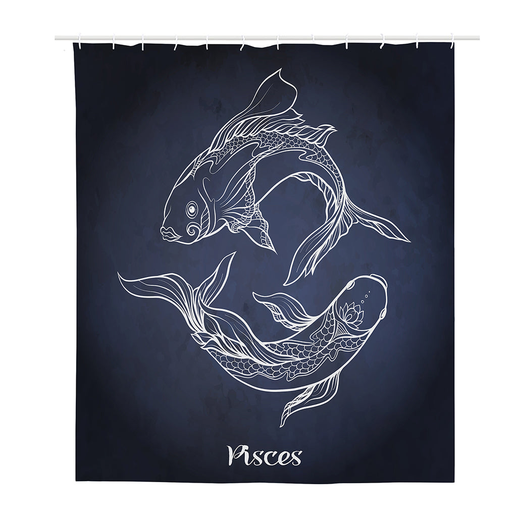 Astrology Pisces Sign Print Polyester Shower Curtain