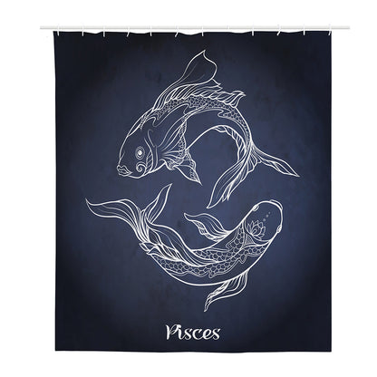 Astrology Pisces Sign Print Polyester Shower Curtain