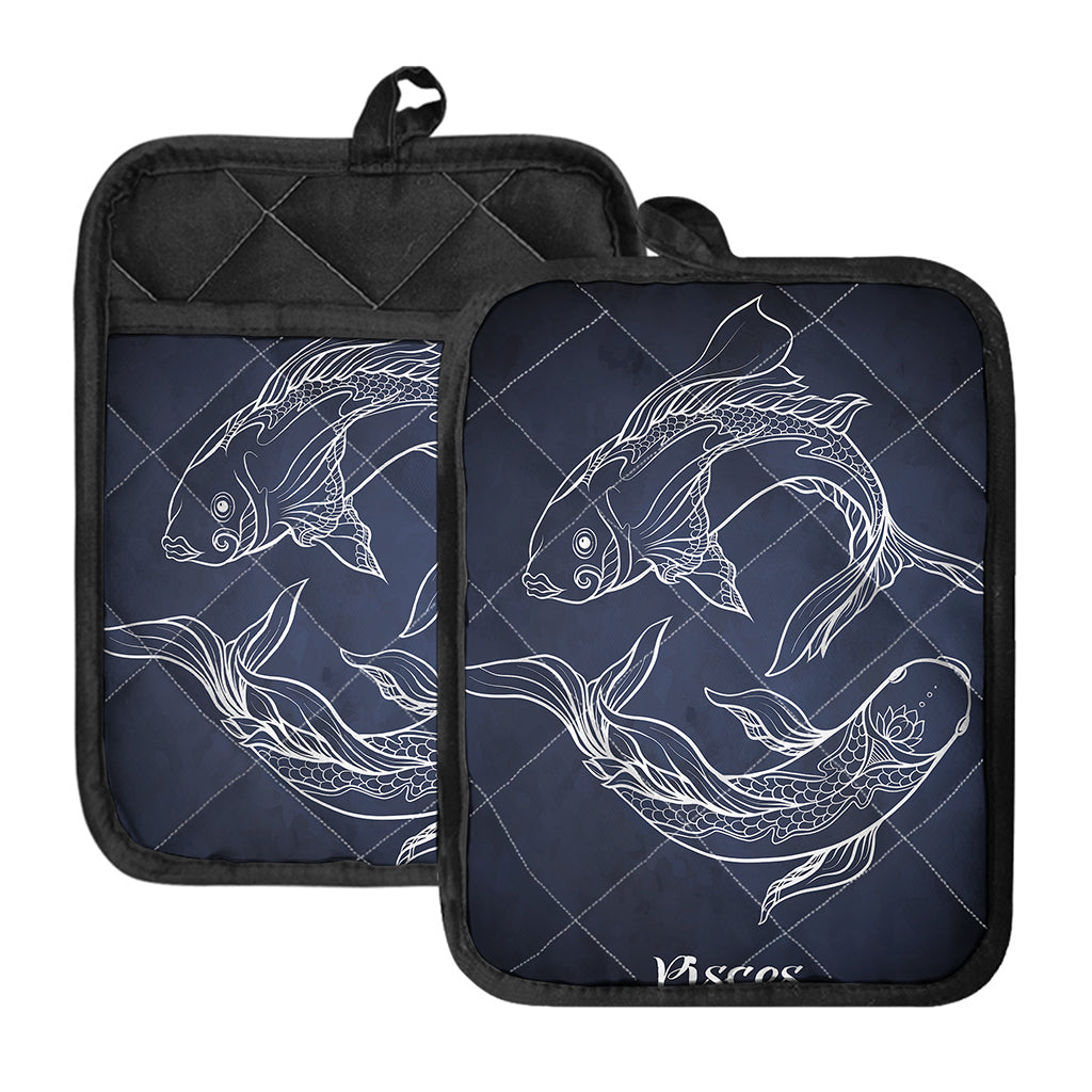 Astrology Pisces Sign Print Pot Holders With Pocket