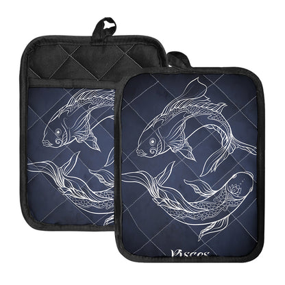 Astrology Pisces Sign Print Pot Holders With Pocket