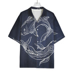 Astrology Pisces Sign Print Rayon Hawaiian Shirt