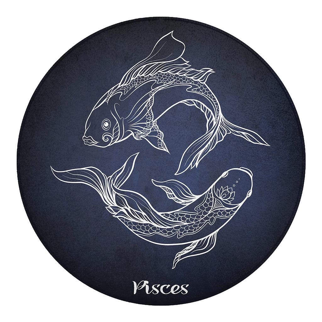 Astrology Pisces Sign Print Round Blanket