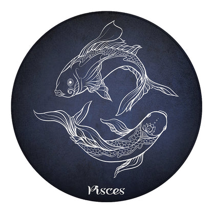 Astrology Pisces Sign Print Round Blanket