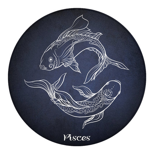 Astrology Pisces Sign Print Round Blanket