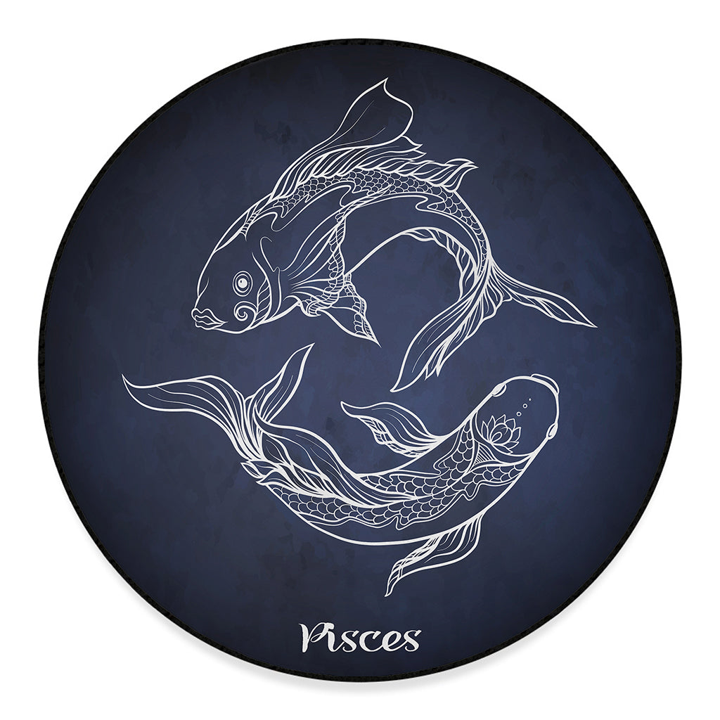 Astrology Pisces Sign Print Round Floor Mat