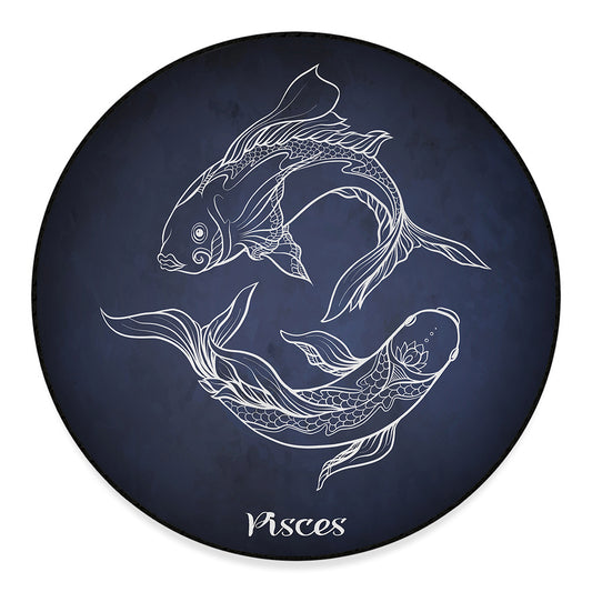 Astrology Pisces Sign Print Round Floor Mat