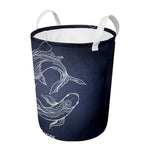 Astrology Pisces Sign Print Round Laundry Basket