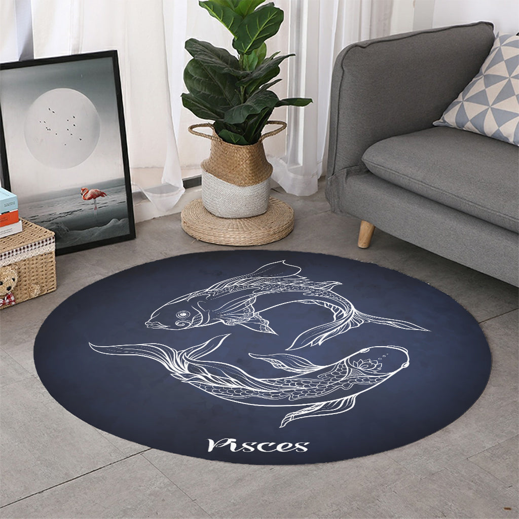 Astrology Pisces Sign Print Round Rug