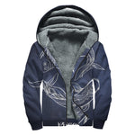 Astrology Pisces Sign Print Sherpa Lined Zip Up Hoodie