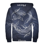 Astrology Pisces Sign Print Sherpa Lined Zip Up Hoodie