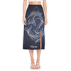 Astrology Pisces Sign Print Side Slit Midi Skirt