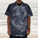 Astrology Pisces Sign Print Textured Short Sleeve Shirt