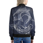 Astrology Pisces Sign Print Women's Bomber Jacket