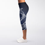 Astrology Pisces Sign Print Women's Capri Leggings