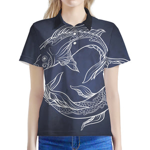 Astrology Pisces Sign Print Women's Polo Shirt