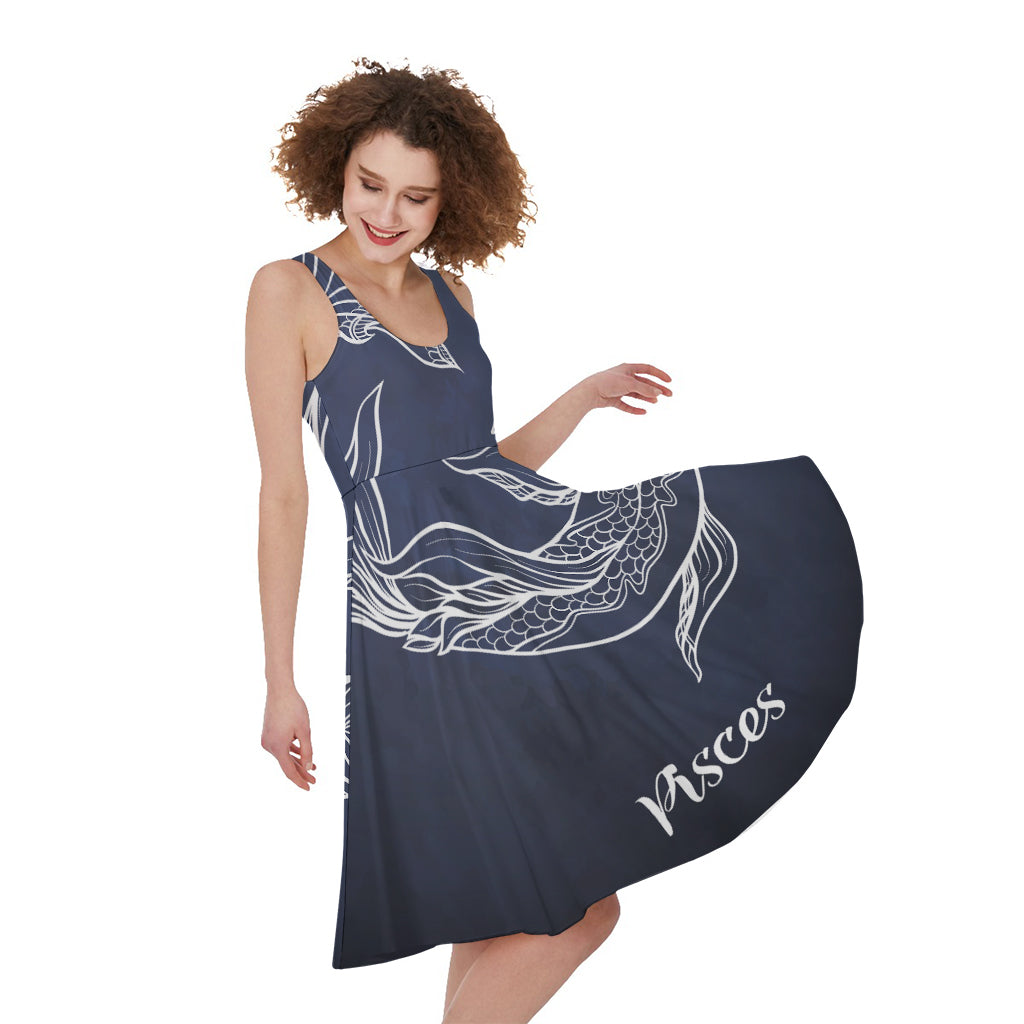 Astrology Pisces Sign Print Women's Sleeveless Dress