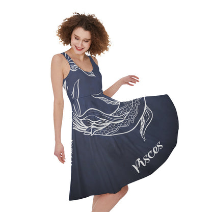 Astrology Pisces Sign Print Women's Sleeveless Dress