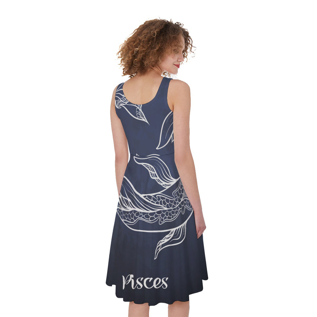 Astrology Pisces Sign Print Women's Sleeveless Dress