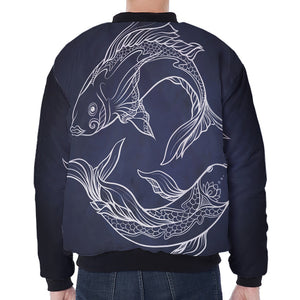 Astrology Pisces Sign Print Zip Sleeve Bomber Jacket