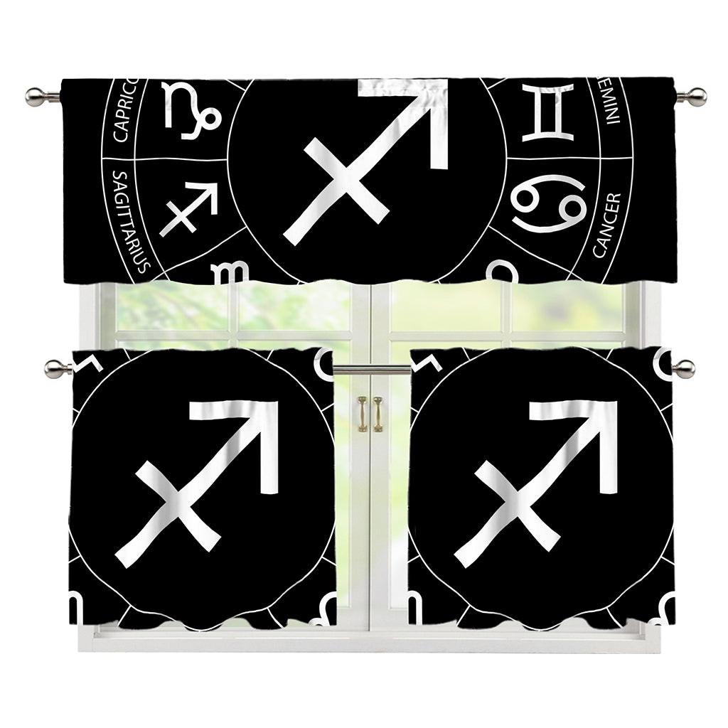 Astrology Sagittarius Sign Print 3 Piece Kitchen Curtains