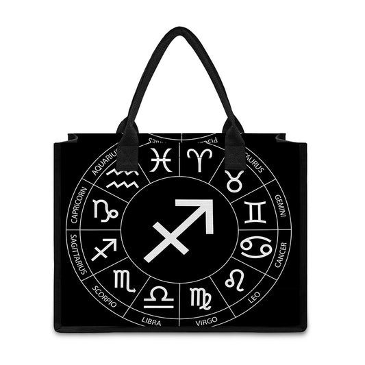 Astrology Sagittarius Sign Print Canvas Tote Bag