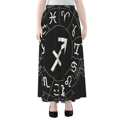 Astrology Sagittarius Sign Print Chiffon Maxi Skirt