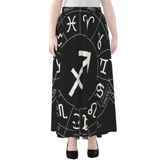 Astrology Sagittarius Sign Print Chiffon Maxi Skirt
