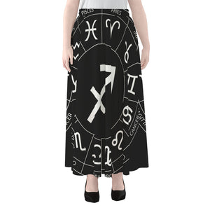 Astrology Sagittarius Sign Print Chiffon Maxi Skirt