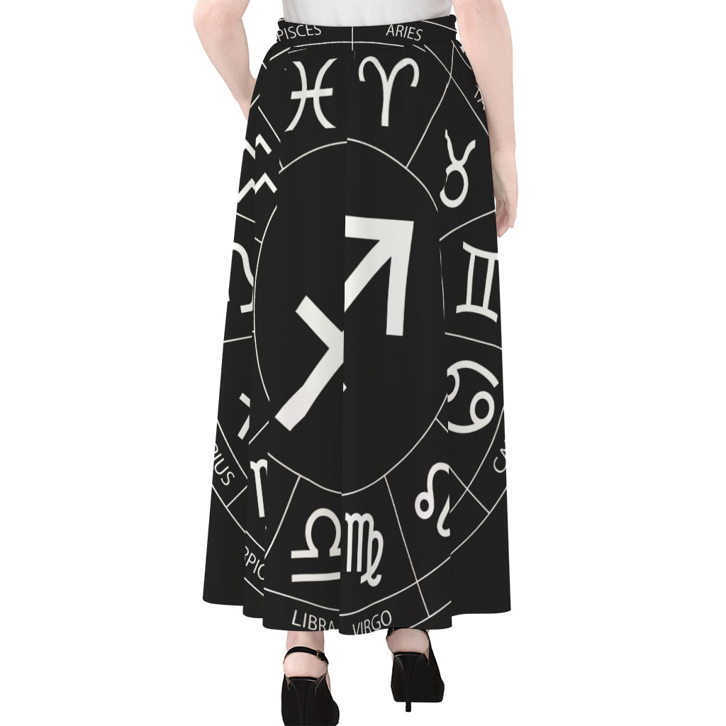 Astrology Sagittarius Sign Print Chiffon Maxi Skirt