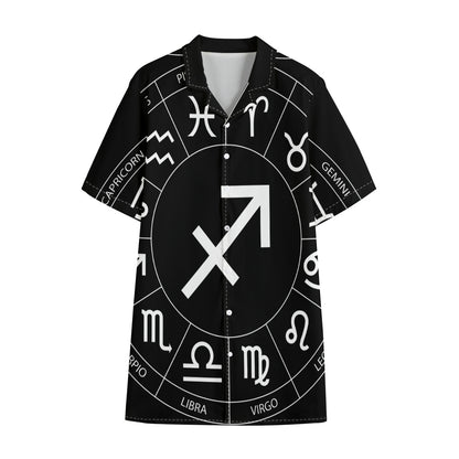 Astrology Sagittarius Sign Print Cotton Hawaiian Shirt