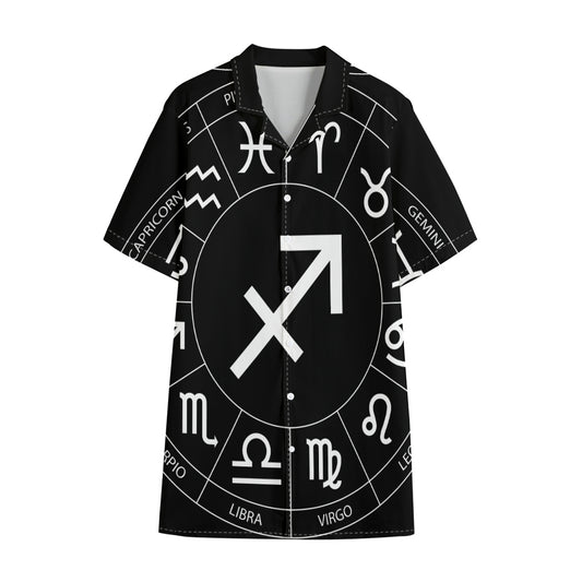 Astrology Sagittarius Sign Print Cotton Hawaiian Shirt