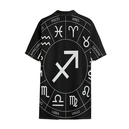 Astrology Sagittarius Sign Print Cotton Hawaiian Shirt