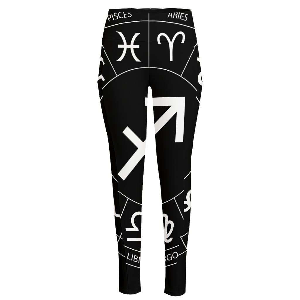 Astrology Sagittarius Sign Print High-Waisted Pocket Leggings