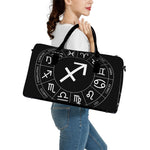 Astrology Sagittarius Sign Print Leather Duffle Bag
