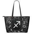 Astrology Sagittarius Sign Print Leather Tote Bag With Zipper