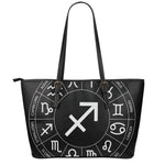 Astrology Sagittarius Sign Print Leather Tote Bag