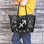 Astrology Sagittarius Sign Print Leather Tote Bag