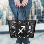 Astrology Sagittarius Sign Print Leather Tote Bag