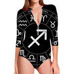 Astrology Sagittarius Sign Print Long Sleeve Swimsuit