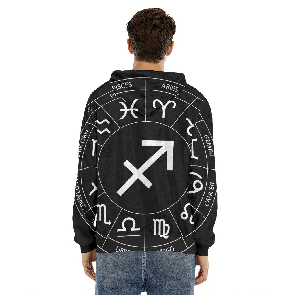 Astrology Sagittarius Sign Print Men's Velvet Pullover Hoodie