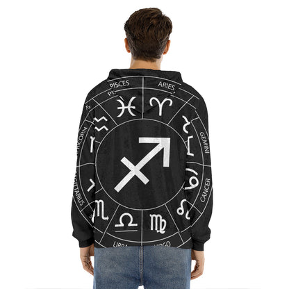 Astrology Sagittarius Sign Print Men's Velvet Pullover Hoodie