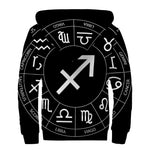 Astrology Sagittarius Sign Print Sherpa Lined Zip Up Hoodie