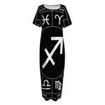 Astrology Sagittarius Sign Print Short Sleeve Long Nightdress