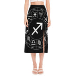 Astrology Sagittarius Sign Print Side Slit Midi Skirt