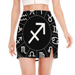 Astrology Sagittarius Sign Print Side Slit Mini Skirt