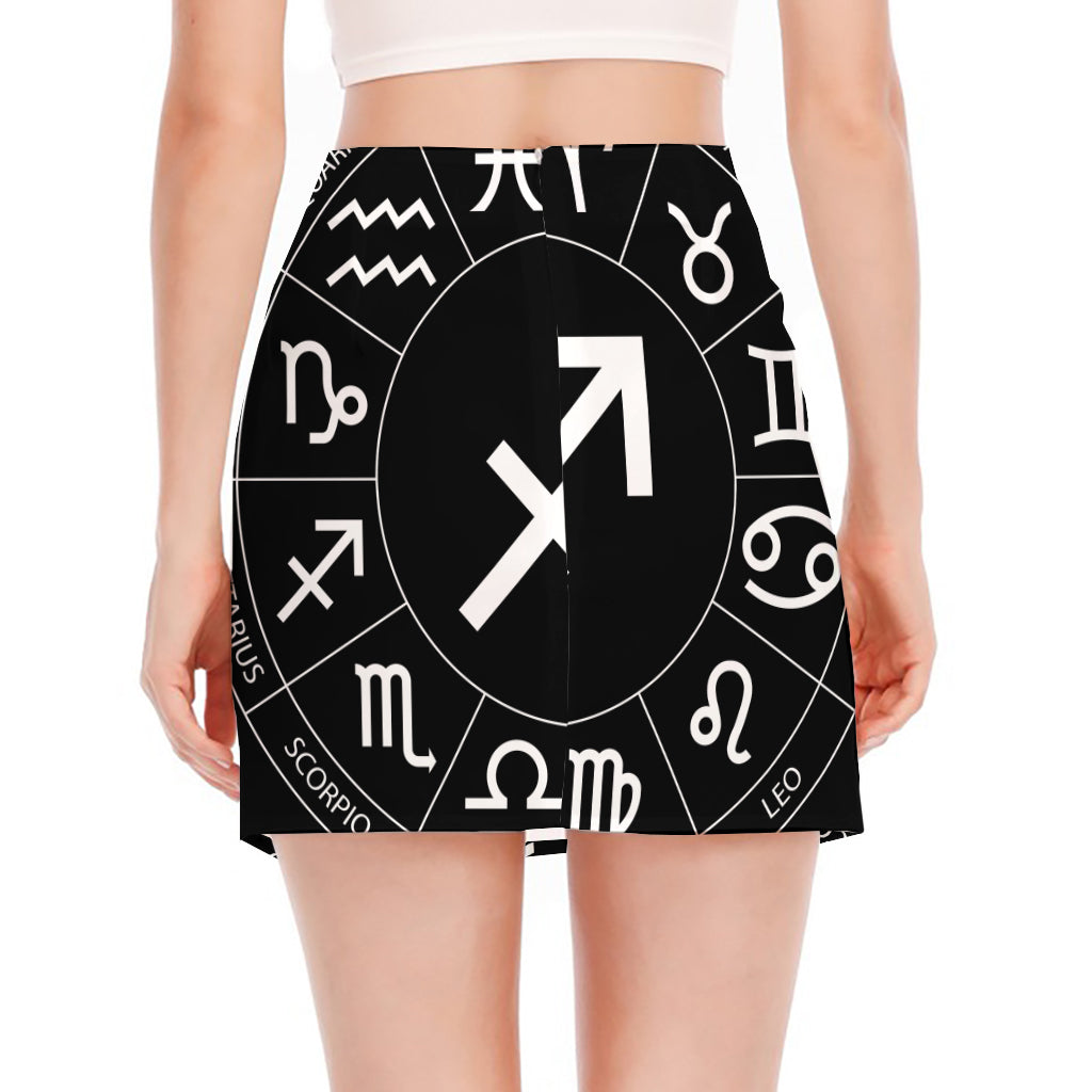 Astrology Sagittarius Sign Print Side Slit Mini Skirt