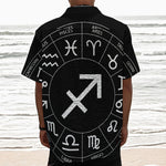 Astrology Sagittarius Sign Print Textured Short Sleeve Shirt