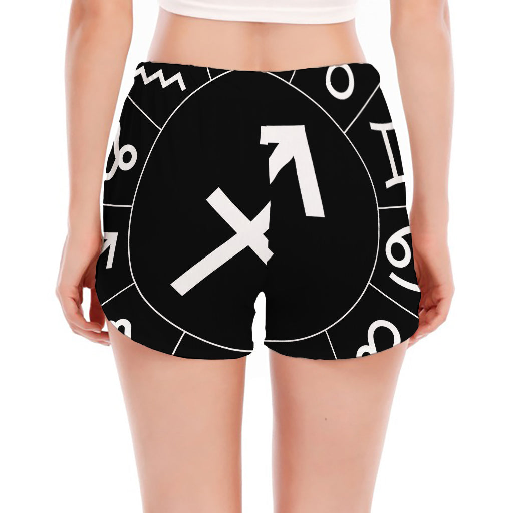 Astrology Sagittarius Sign Print Women's Split Running Shorts